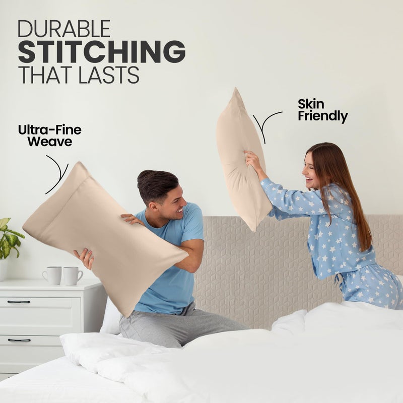 Utopia Bedding أغطية وسائد كينج من يوتوبيا - عبوة 2 - إغلاق ظرفي - قماش ميكروفايبر ناعم مصقول - أغطية وسائد مقاومة للانكماش والتلاشي بحجم كينج 20 × 40 بوصة (كينج، بيج) - Image 4